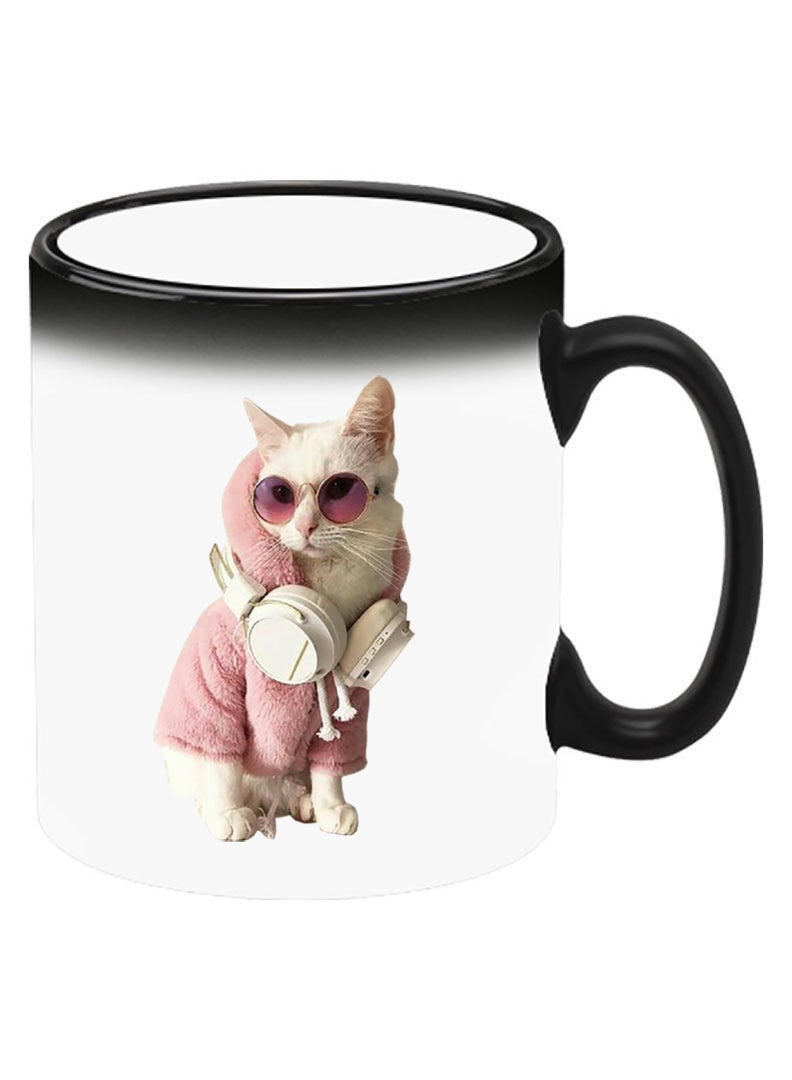 Theodor Color Changing Heat Sensitive Ceramic Mug, Image Revealed When HOT Liquid is Added! White Cat - Image 2