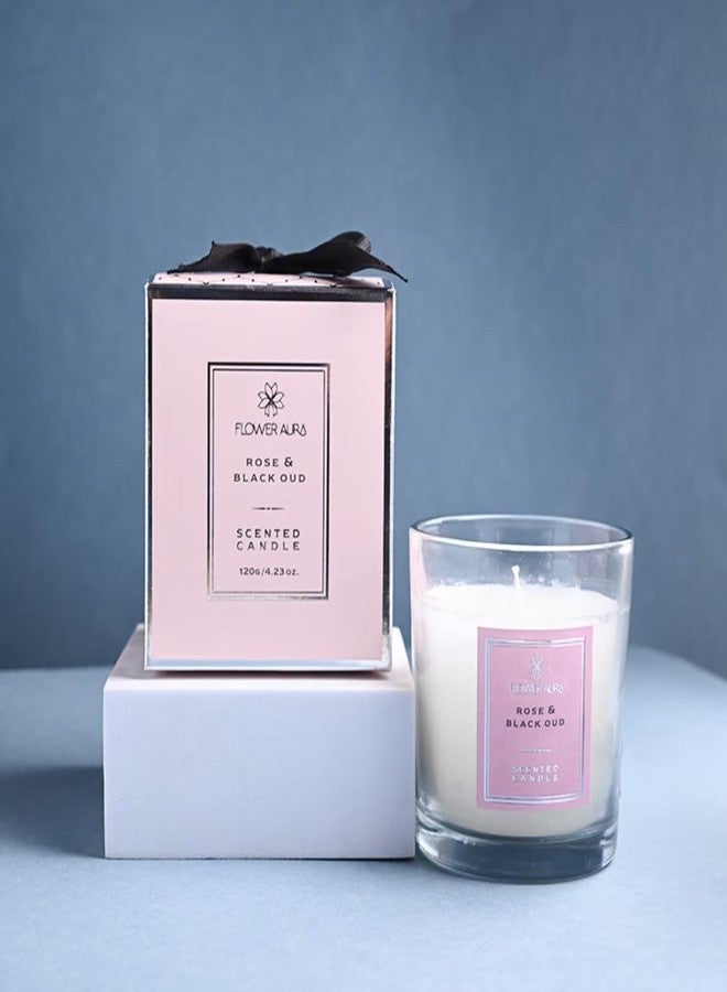 FlowerAura Decorative Elegant Set of 2 Jar Wax Fragrant Candles for Valentine's Day Gift, Birthday Gift, Anniversary Gift, Candle Night Dinner & Memorable Occasions (Same Day Delivery) - Image 2