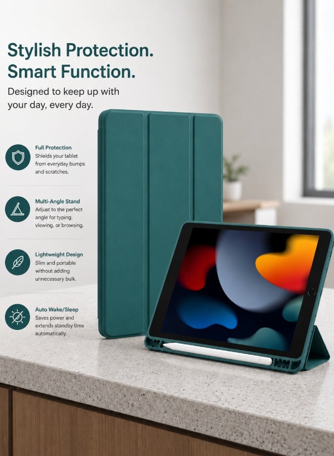 iPad Air Case 9.7 Inch 1st and 2nd Generation 2013 2014 Smart Trifold Stand Slim Folio Cover Shockproof Protective Case with Pencil Holder Auto Sleep Wake Function Tablet Shell Green - Image 5