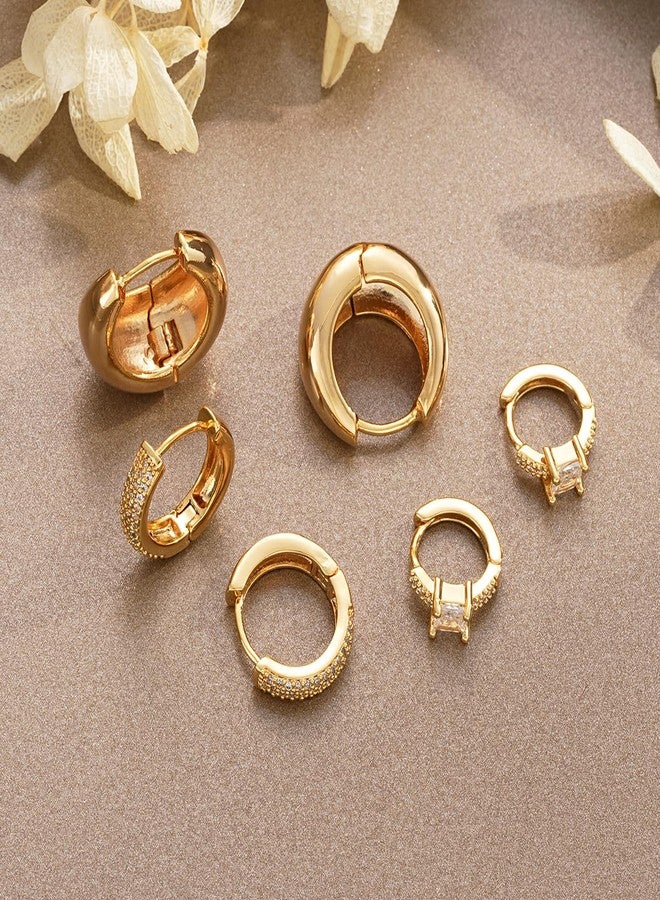 YEEZII Gold Hoop Earrings Set for Women, 14K Gold Plated Lightweight Gold Earrings Sets for Multiple Piercing, Hypoallergenic Chunky Trendy Gold Earrings for Women Jewelry - Image 4
