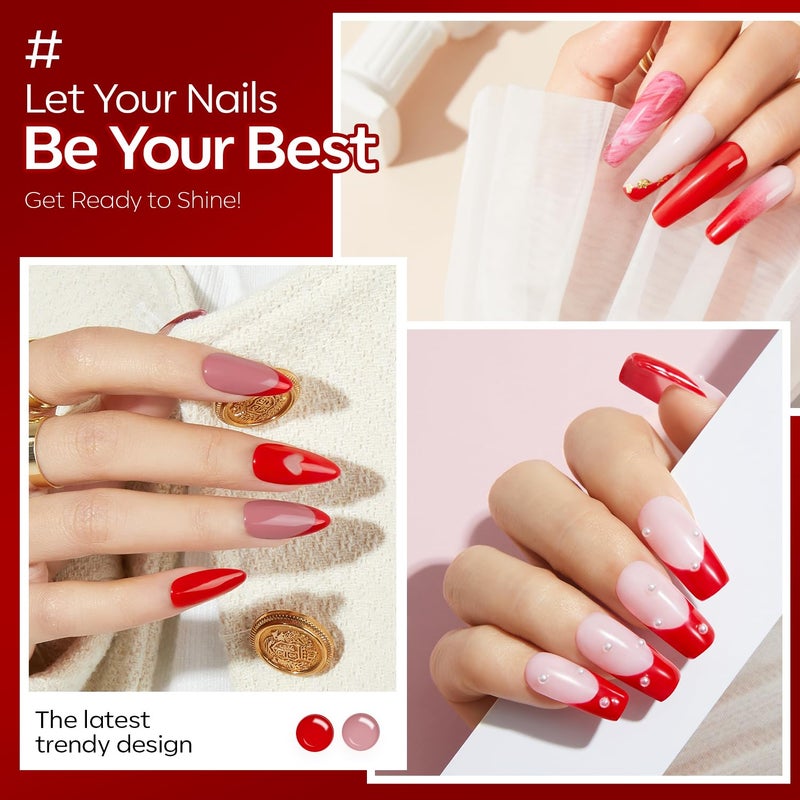 modelones Red Gel Nail Polish Nail Bright Ferrari Red Christmas Gel Polish Soak Off LED Nail Art DIY Salon Manicure New Year Party Nails 15 ML - Image 5