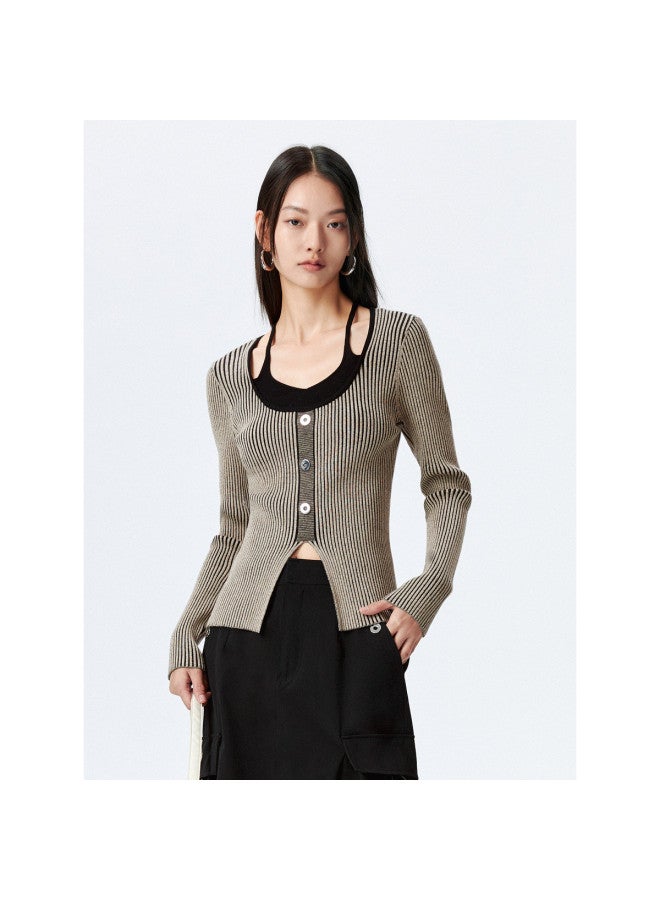 Waxbird False Two-piece Knitwear Women's Spring And Autumn Fashion Spicy Girl Style Base Shirt Slimming Top Inner Wear - Image 2