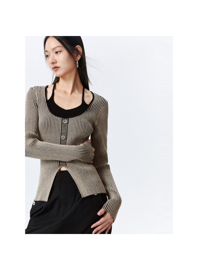 Waxbird False Two-piece Knitwear Women's Spring And Autumn Fashion Spicy Girl Style Base Shirt Slimming Top Inner Wear - Image 5