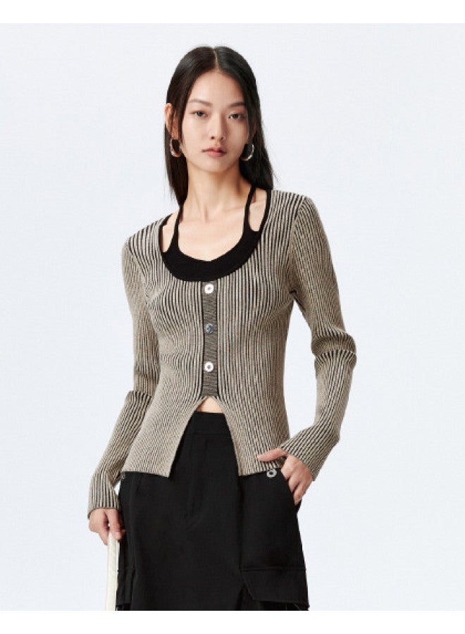 Waxbird False Two-piece Knitwear Women's Spring And Autumn Fashion Spicy Girl Style Base Shirt Slimming Top Inner Wear - Image 1