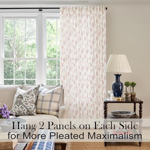 Lino Rosa Pink Floral Curtains for Girls Bedroom 2 Panels,Cute Vintage Sheer Light Blush Flower Patterned Printed Cottage Core Boho Shabby Chic Curtains for Living Room 84 Inches Long - Image 4
