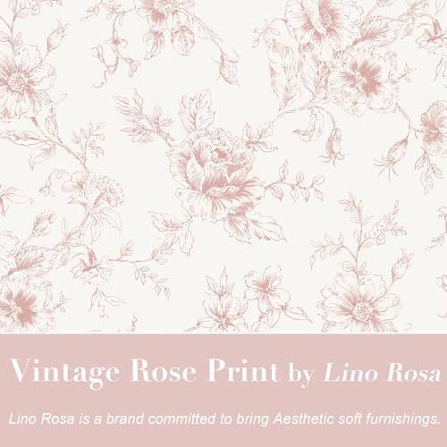 Lino Rosa Pink Floral Curtains for Girls Bedroom 2 Panels,Cute Vintage Sheer Light Blush Flower Patterned Printed Cottage Core Boho Shabby Chic Curtains for Living Room 84 Inches Long - Image 2