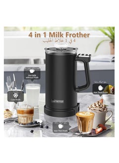 Aookay Milk Frother and Steamer 4 in 1, Electric Coffee Frother Automatic Milk Frothers, Coffee Heater Milk Warmer and Cold Foamer Frother with Temperature Control for Latte, Cappuccino, Macchiato (Black)  - Image 2