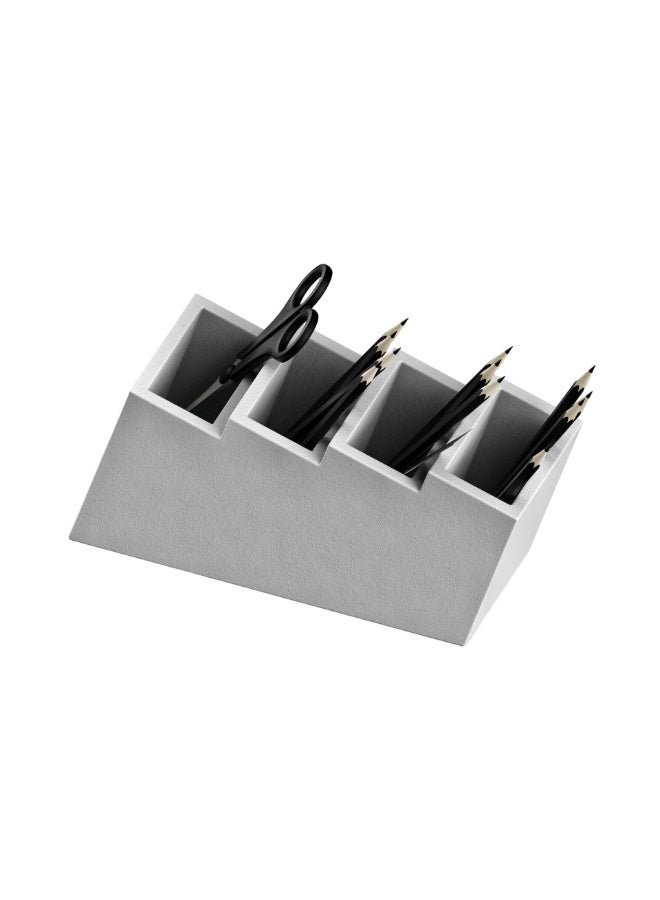 NANAO Remote Control Holder, 1 Pack, Grey+White, TPE Storage Box with 4 Compartments for TV, DVD Remotes, Desk Organizer for Office Supplies, Pens - Image 1