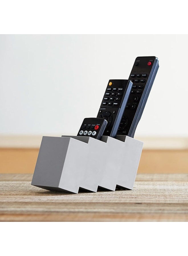 NANAO Remote Control Holder, 1 Pack, Grey+White, TPE Storage Box with 4 Compartments for TV, DVD Remotes, Desk Organizer for Office Supplies, Pens - Image 2