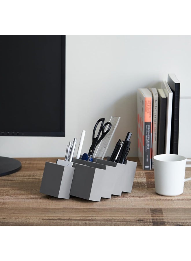 NANAO Remote Control Holder, 1 Pack, Grey+White, TPE Storage Box with 4 Compartments for TV, DVD Remotes, Desk Organizer for Office Supplies, Pens - Image 3