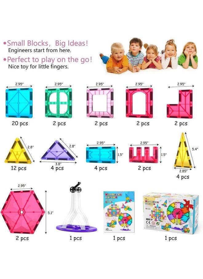 Jasonwell Jasonwell Magnetic Tiles Building Blocks Set for Boys Girls Preschool Educational Magnet Construction Kit Stacking STEM Toys Christmas Birthday Gifts for Kids Toddlers 3 4 5 6 7 8 9 10 + Year Old  - Image 5