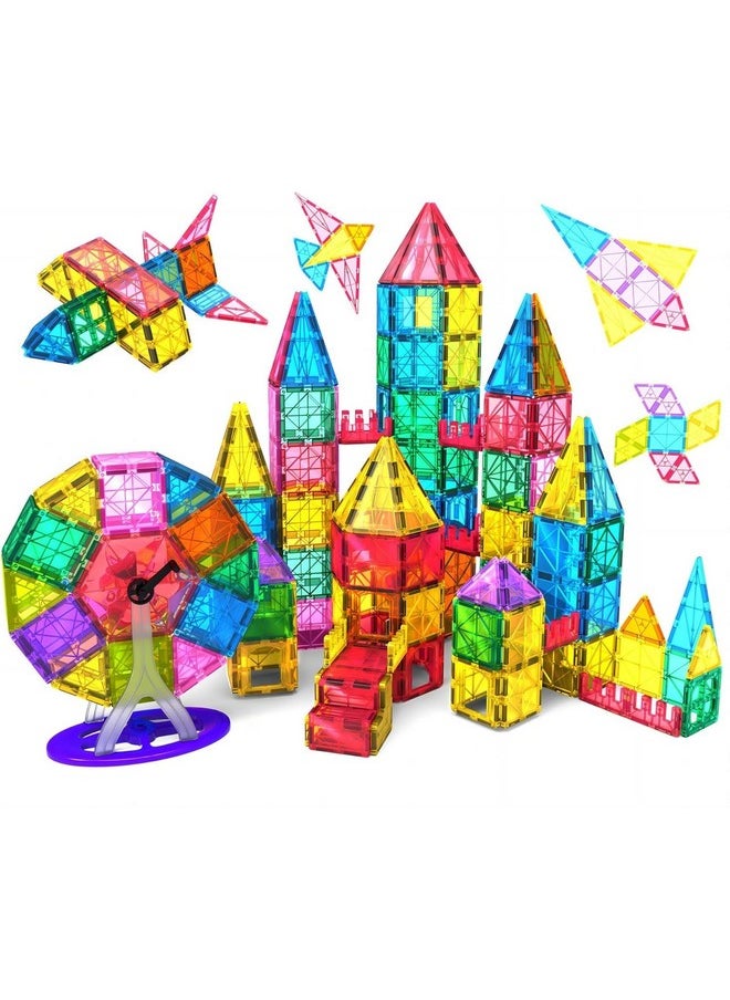 Jasonwell Jasonwell Magnetic Tiles Building Blocks Set for Boys Girls Preschool Educational Magnet Construction Kit Stacking STEM Toys Christmas Birthday Gifts for Kids Toddlers 3 4 5 6 7 8 9 10 + Year Old  - Image 1