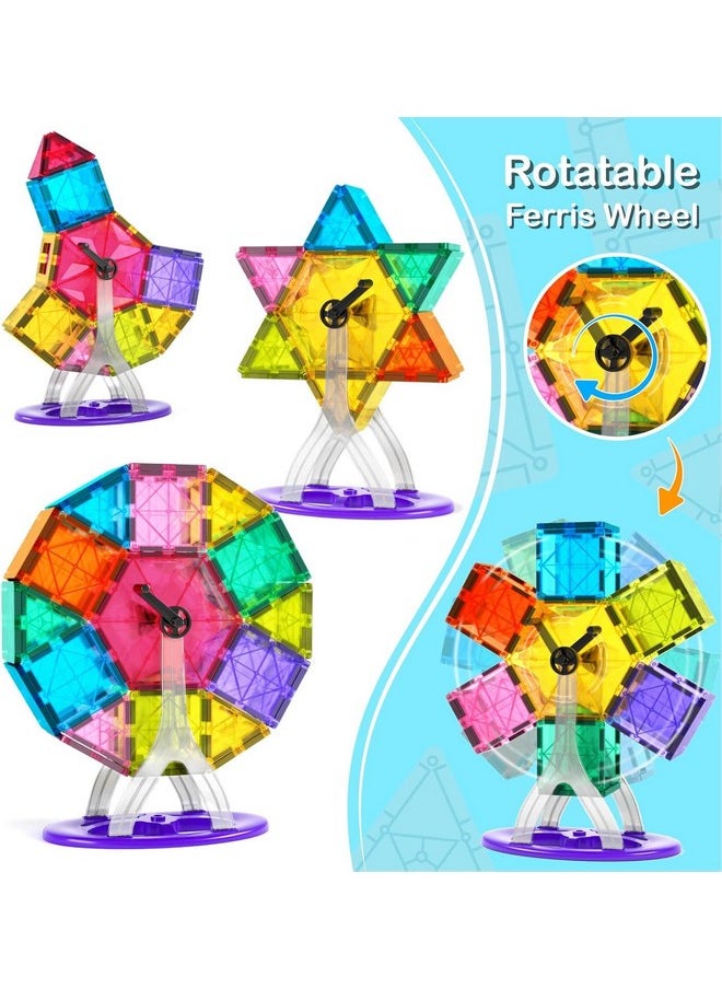 Jasonwell Jasonwell Magnetic Tiles Building Blocks Set for Boys Girls Preschool Educational Magnet Construction Kit Stacking STEM Toys Christmas Birthday Gifts for Kids Toddlers 3 4 5 6 7 8 9 10 + Year Old  - Image 2