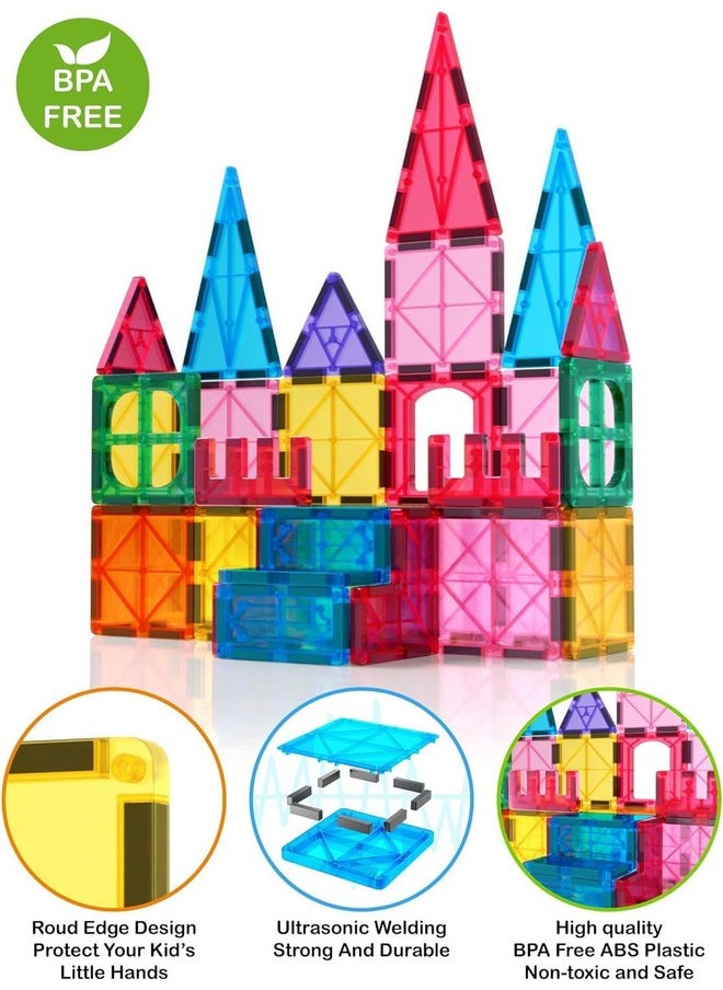 Jasonwell Jasonwell Magnetic Tiles Building Blocks Set for Boys Girls Preschool Educational Magnet Construction Kit Stacking STEM Toys Christmas Birthday Gifts for Kids Toddlers 3 4 5 6 7 8 9 10 + Year Old  - Image 4