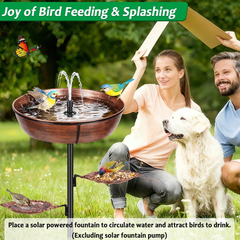 Olpchee Metal Bird Bath for Outdoor - Garden Bird Bath with Removable Bowl Heavy-Duty Base, Winter Birdbath Feeder Rust-Proof Birdbaths for Garden Yard Lawn Decor, Easy to Install(Bronze) - Image 2
