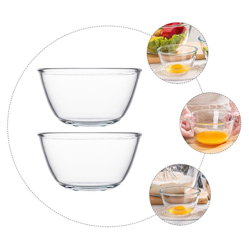 Heat Resistant Glass Mixing Bowls Set of 2 500ml Each Multipurpose Kitchen Serving Dishes - Image 4