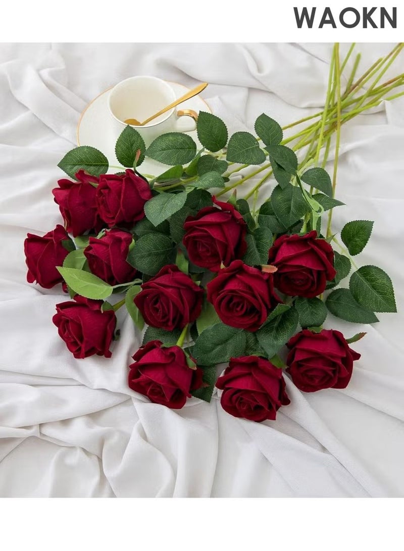 دبليو أيه أو كي أن 15 مجموعة من الورود الاصطناعية، زهور محاكاة وردة اللؤلؤ، زهور محاكاة من مادة مخملية، بتصميمات أنيقة ورائعة، يمكن استخدامها للديكور المنزلي وحفلات الزفاف والأنشطة الخارجية ودعائم التصوير الفوتوغرافي وما إلى ذلك. - Image 2