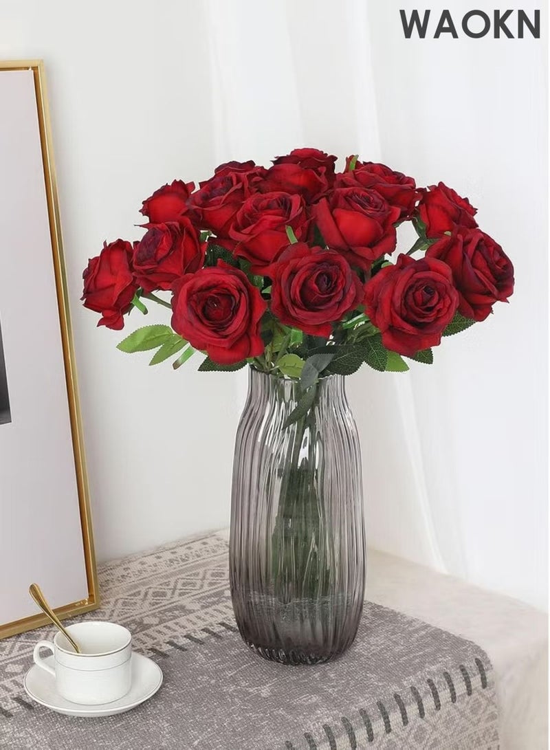 دبليو أيه أو كي أن 15 مجموعة من الورود الاصطناعية، زهور محاكاة وردة اللؤلؤ، زهور محاكاة من مادة مخملية، بتصميمات أنيقة ورائعة، يمكن استخدامها للديكور المنزلي وحفلات الزفاف والأنشطة الخارجية ودعائم التصوير الفوتوغرافي وما إلى ذلك. - Image 3