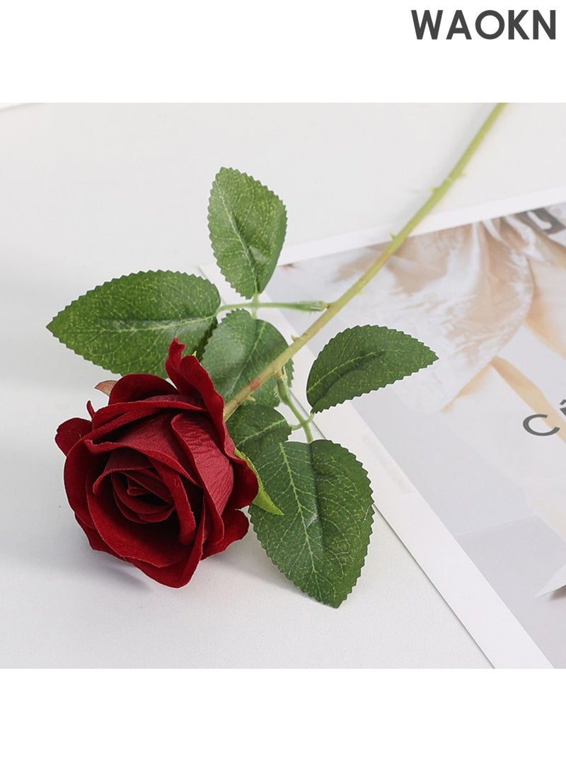 دبليو أيه أو كي أن 15 مجموعة من الورود الاصطناعية، زهور محاكاة وردة اللؤلؤ، زهور محاكاة من مادة مخملية، بتصميمات أنيقة ورائعة، يمكن استخدامها للديكور المنزلي وحفلات الزفاف والأنشطة الخارجية ودعائم التصوير الفوتوغرافي وما إلى ذلك. - Image 1