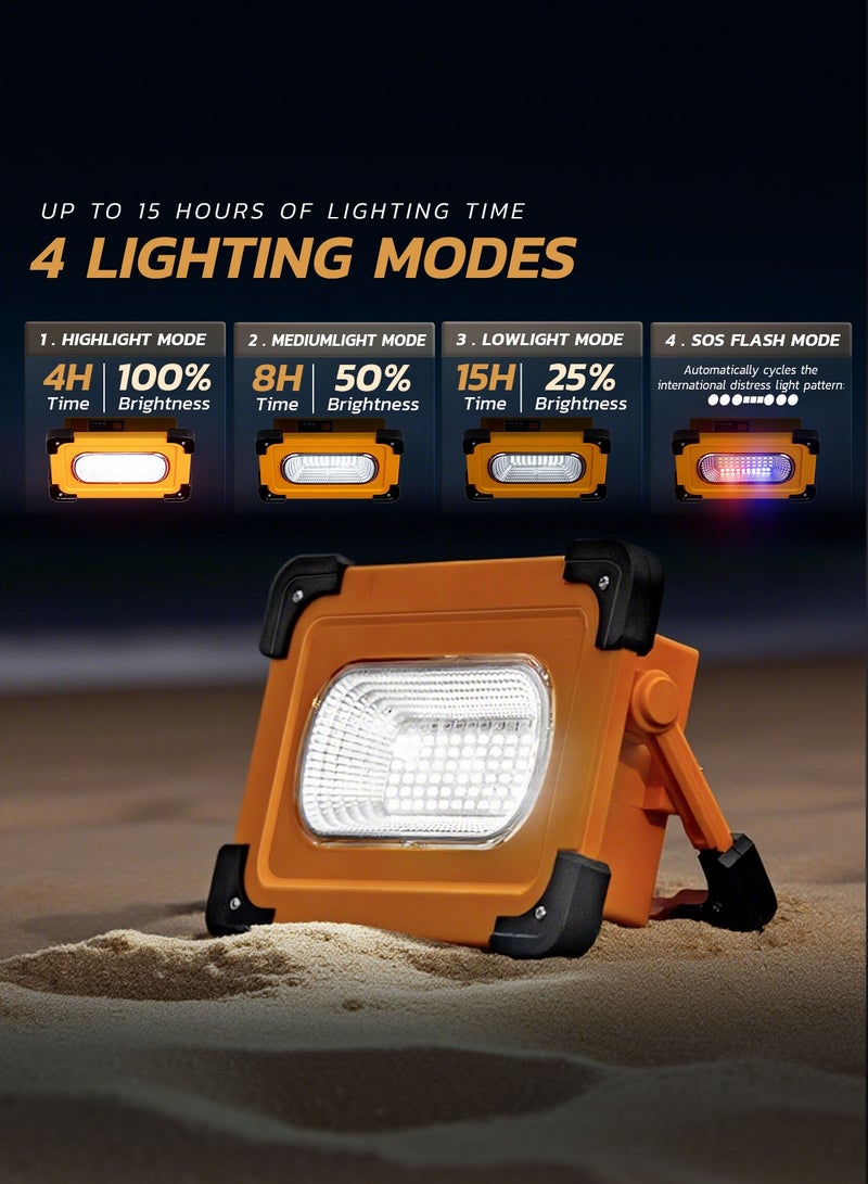 مودي مصباح عمل يعمل بالطاقة الشمسية 3600 مللي أمبير/ساعة - 144 مصباح LED، قابل للتعتيم بأربعة أوضاع، وقت تشغيل يزيد عن 15 ساعة، مصباح طوارئ IP64، قابل لإعادة الشحن بالطاقة الشمسية + من النوع C للتخييم، في الهواء الطلق، بنك طاقة USB، وضع فلاش SOS (20.5 × 14.6 سم) - Image 2