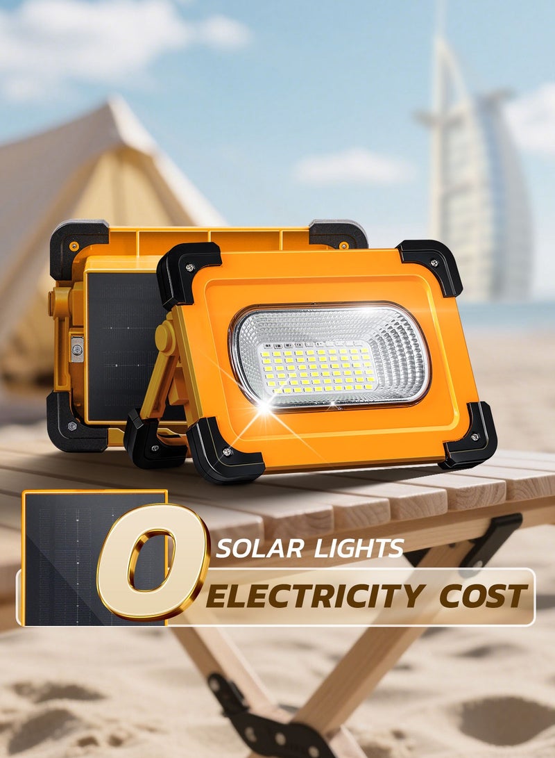 مودي مصباح عمل يعمل بالطاقة الشمسية 3600 مللي أمبير/ساعة - 144 مصباح LED، قابل للتعتيم بأربعة أوضاع، وقت تشغيل يزيد عن 15 ساعة، مصباح طوارئ IP64، قابل لإعادة الشحن بالطاقة الشمسية + من النوع C للتخييم، في الهواء الطلق، بنك طاقة USB، وضع فلاش SOS (20.5 × 14.6 سم) - Image 1