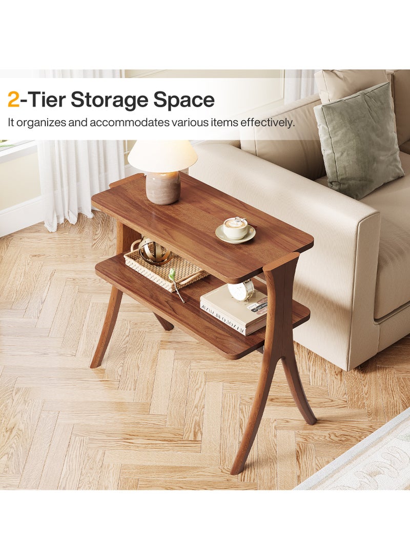 ليتل تري طاولة جانبية لغرفة المعيشة، طاولة جانبية لغرفة المعيشة، طاولة جانبية لغرفة المعيشة، طاولة قهوة خشبية للمساحات الصغيرة، خشب الجوز - Image 4