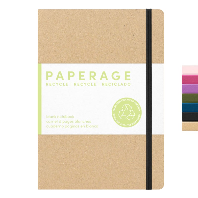PAPERAGE Recycled Blank Journal Notebook, (Kraft), 160 Pages, Medium 5.6 in x 8 in - 100 GSM Thick Paper â€“ Hardcover Journaling Notebook for Work, School, Note Taking or Sketching - Image 1