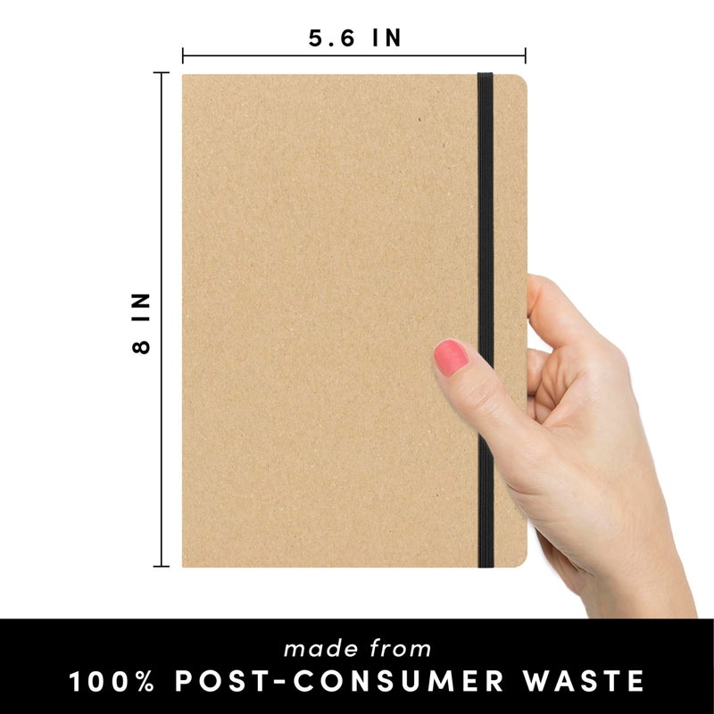 PAPERAGE Recycled Blank Journal Notebook, (Kraft), 160 Pages, Medium 5.6 in x 8 in - 100 GSM Thick Paper â€“ Hardcover Journaling Notebook for Work, School, Note Taking or Sketching - Image 2