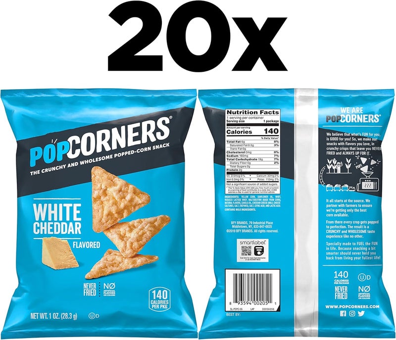 PopCorners White Cheddar Popped Corn Snacks - 20 Pack - Image 3