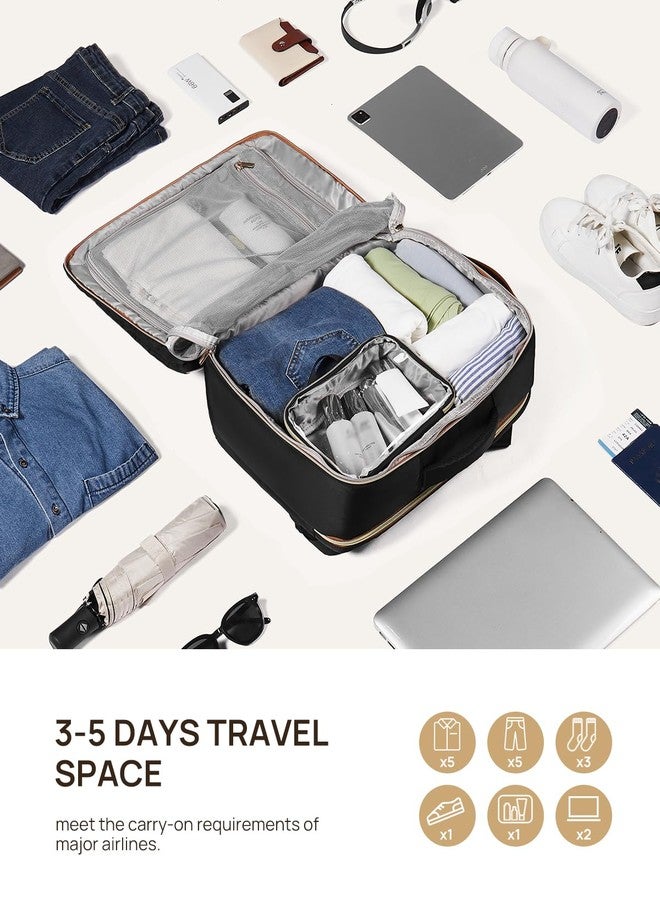 Telena Travel Backpack for Women, 15.6 inch Laptop Backpack TSA Carry on Backpack Personal Item Size Flight Approved Travel Bag Daypack with Multi-Pockets for Work, Travel, Business, Black-Beige-Brown - Image 4
