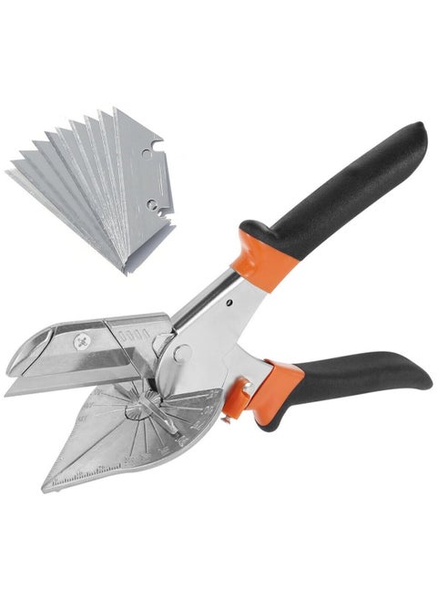 Multi Angle Miter Shear Cutter, Multifunctional Trunking Shears replaceable blades Hand Tools 45 To 135 Degree Miter Shears Cutting Tool with 10 Spare Blades, for Small Miter Jobs and DIY Projects