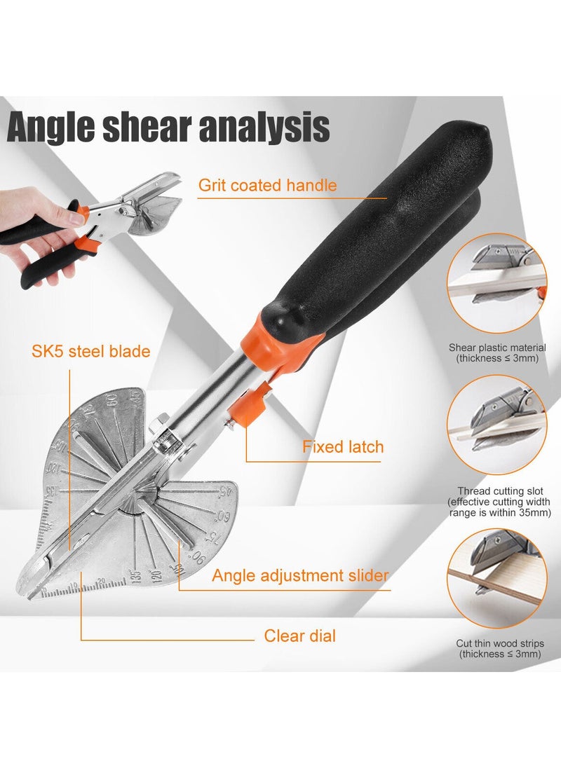Generic Multi Angle Miter Shear Cutter, Multifunctional Trunking Shears replaceable blades Hand Tools 45 To 135 Degree Miter Shears Cutting Tool with 10 Spare Blades, for Small Miter Jobs and DIY Projects  - Image 2