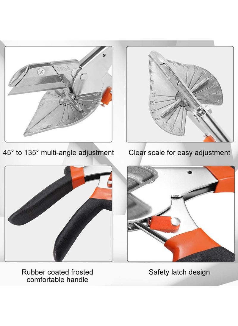 Generic Multi Angle Miter Shear Cutter, Multifunctional Trunking Shears replaceable blades Hand Tools 45 To 135 Degree Miter Shears Cutting Tool with 10 Spare Blades, for Small Miter Jobs and DIY Projects  - Image 3