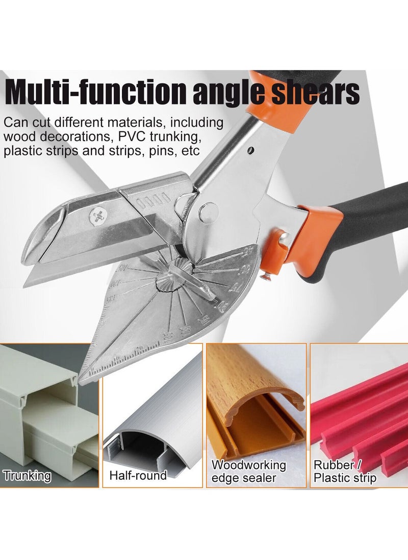 Multi Angle Miter Shear Cutter, Multifunctional Trunking Shears replaceable blades Hand Tools 45 To 135 Degree Miter Shears Cutting Tool with 10 Spare Blades, for Small Miter Jobs and DIY Projects
