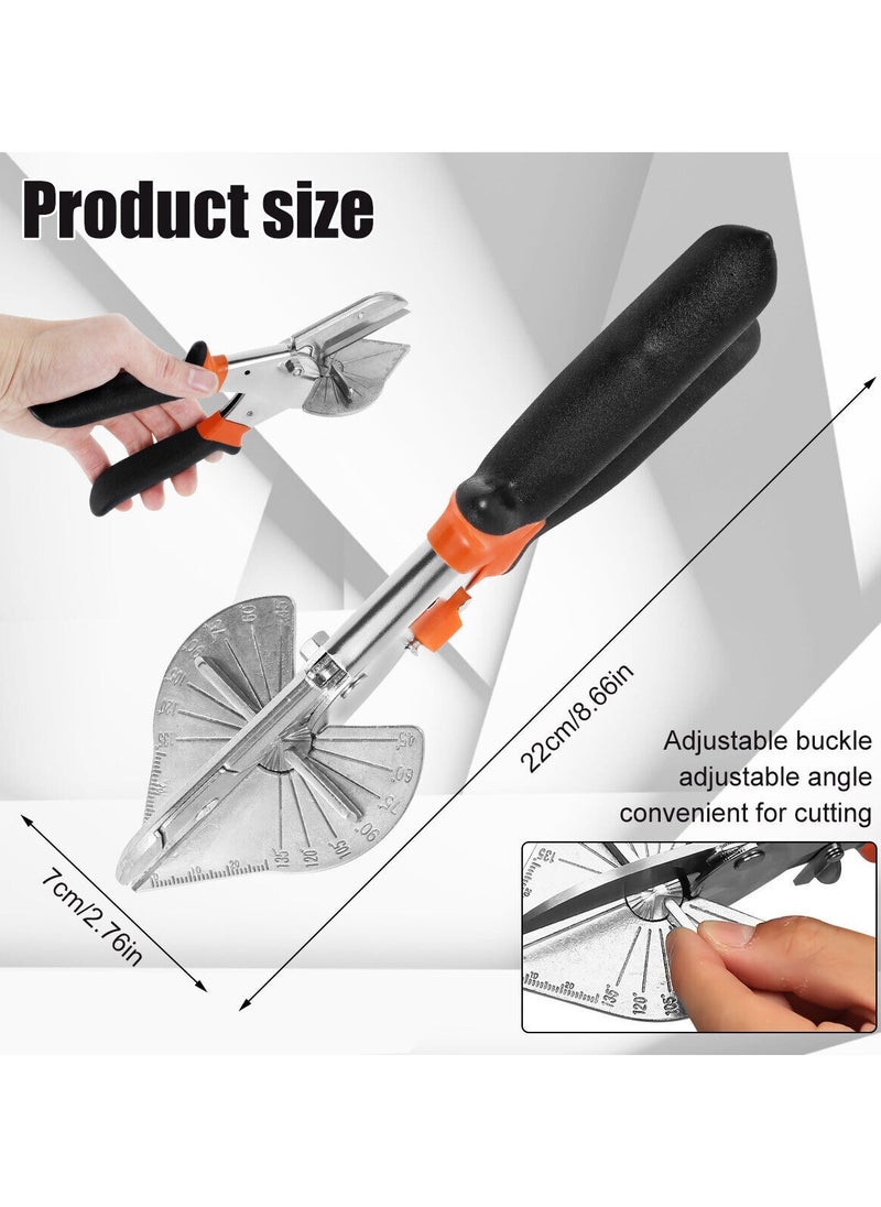 Multi Angle Miter Shear Cutter, Multifunctional Trunking Shears replaceable blades Hand Tools 45 To 135 Degree Miter Shears Cutting Tool with 10 Spare Blades, for Small Miter Jobs and DIY Projects