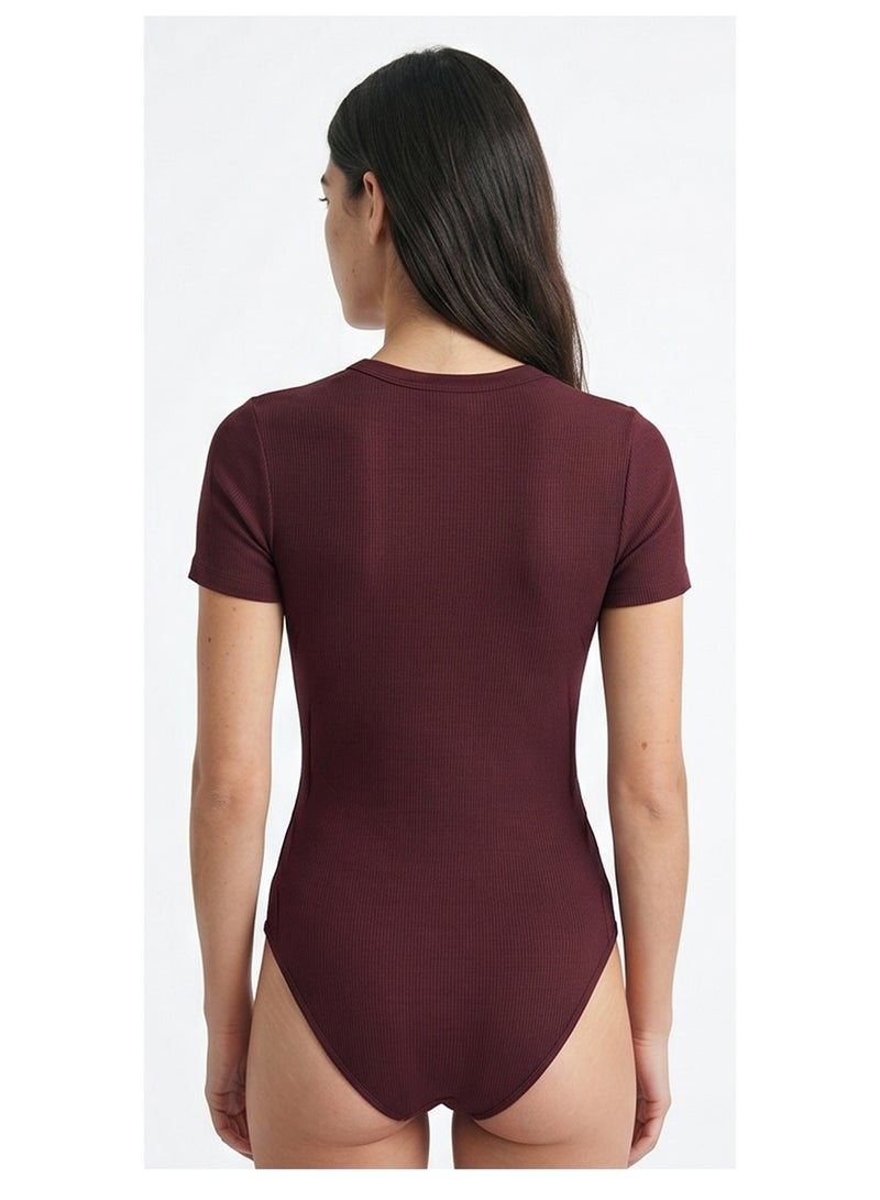 RAVIN Deep Burgundy Ribbed Slim-Fit Tee - Image 2