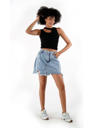 Alexander Gardi Crop Tank Top with Neck Detail (B24-0091)  - Image 2