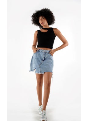 Alexander Gardi Crop Tank Top with Neck Detail (B24-0091)  - Image 1