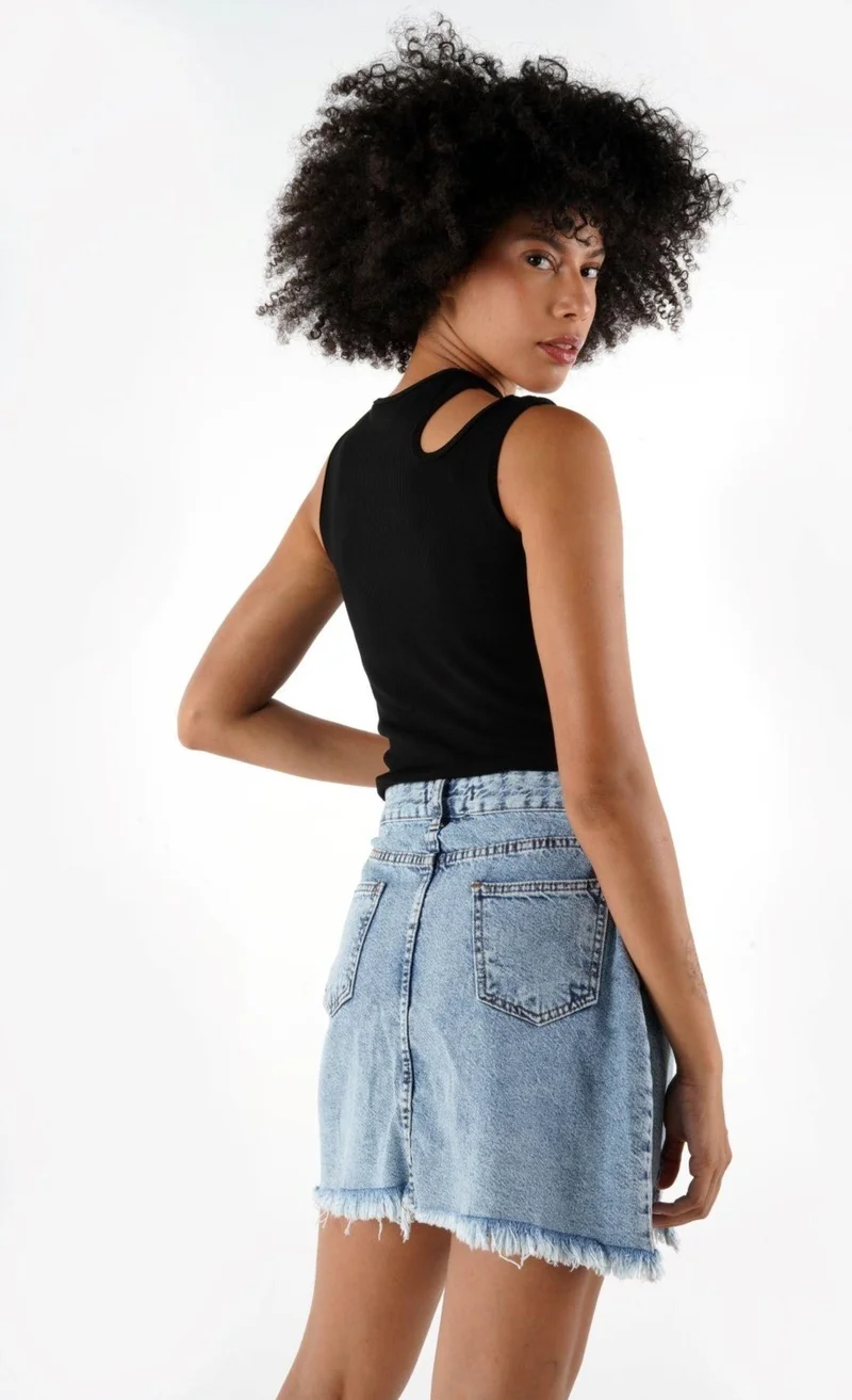 Alexander Gardi Crop Tank Top with Neck Detail (B24-0091)