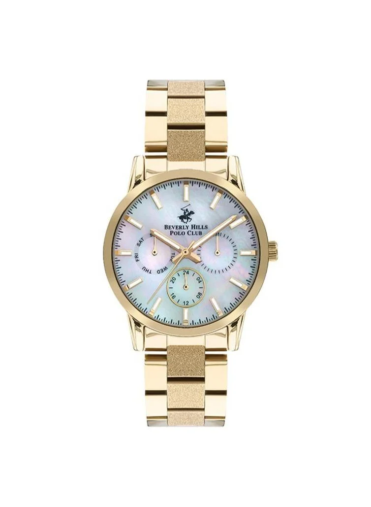 BEVERLY HILLS POLO CLUB Beverly Hills Polo Club Women's VX3J Movement Watch, Multi Function Display and Metal Strap - BP3360X.120, Gold