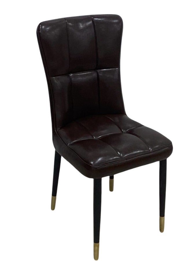 SMART HOME Luxury Single Dining Chair for Dining Room, Modern Design Glossy Faux Leather Upholstered Side Chair with Metal Legs for Living Room (Color: Dark Brown)  - Image 2