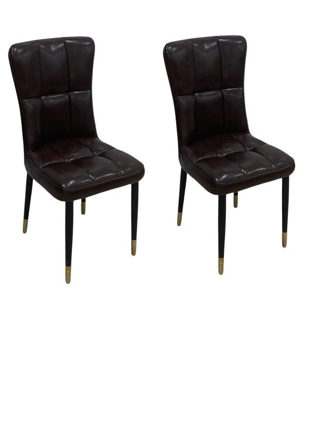 SMART HOME Luxury Single Dining Chair for Dining Room, Modern Design Glossy Faux Leather Upholstered Side Chair with Metal Legs for Living Room (Color: Dark Brown)  - Image 4