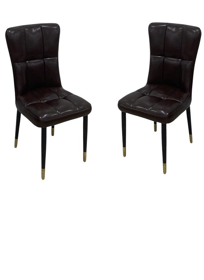SMART HOME Luxury Single Dining Chair for Dining Room, Modern Design Glossy Faux Leather Upholstered Side Chair with Metal Legs for Living Room (Color: Dark Brown)  - Image 3