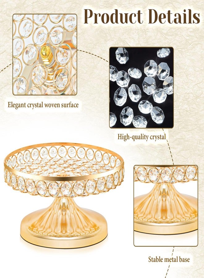 KEHAIL Round Metal Dessert Tray Set of 2, 9.7" & 7.9" Crystal Cupcake Display Stand for Weddings, Birthdays, Anniversaries, Party Centerpieces, Snacks and Fruit Plates (Gold, 2pcs-9.7"+7.9") - Image 3