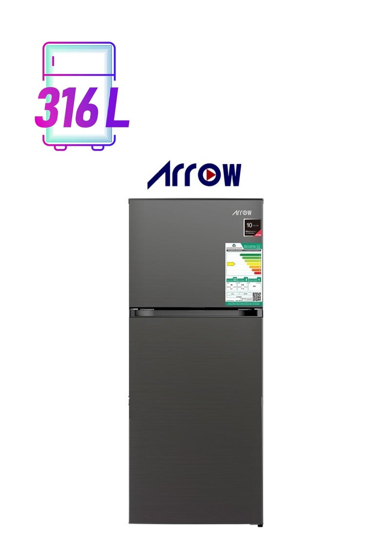 ارو ثلاجة ARROW الموفرة للطاقة ذات البابين بسعة إجمالية 401 لتر (14.17 قدم مكعب)، أرفف زجاجية، قفل أمان ومفتاح، ضوضاء منخفضة، موفرة للطاقة، تبريد سريع RO-585RNS  - Image 1