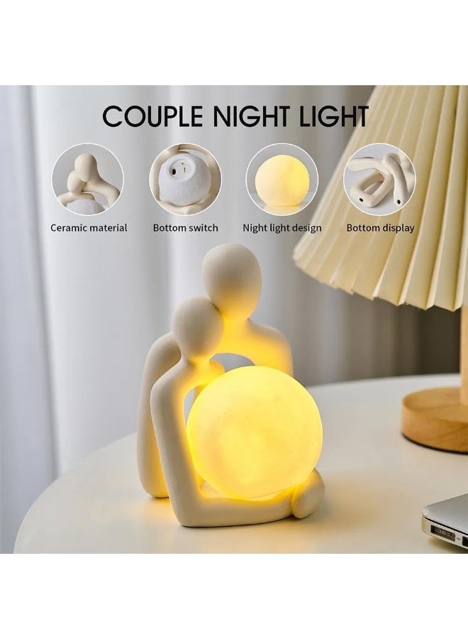 Bliss Vie BLISS VIE Couple Statue Sculpture Book Reader Table Lamp Ornament Modern Art Figurines Table Top - Embrace  - Image 5