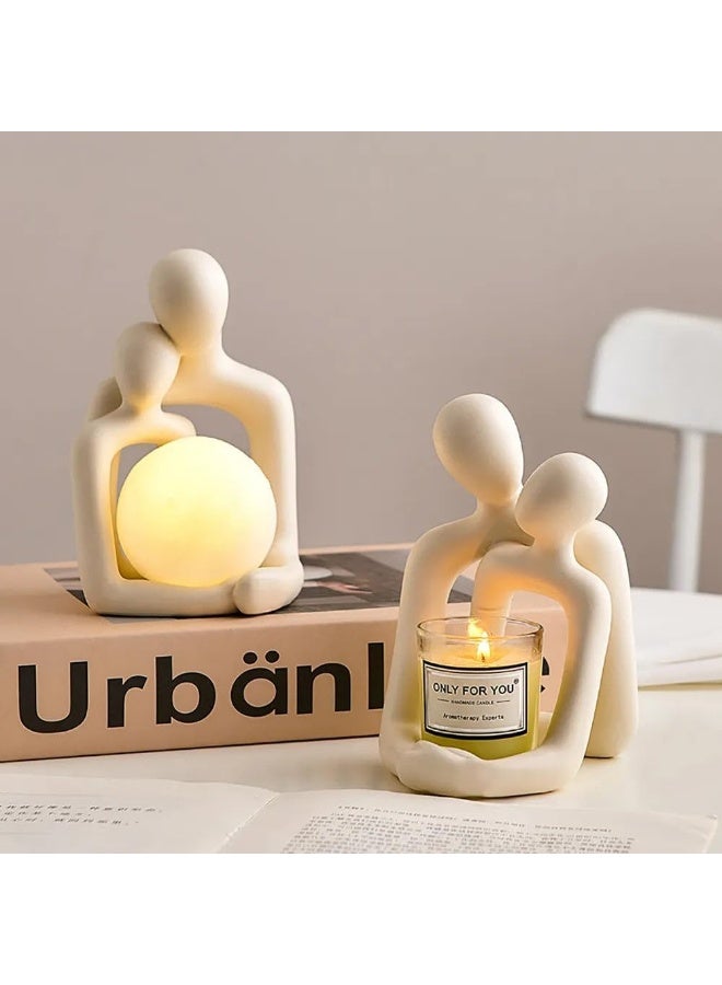 Bliss Vie BLISS VIE Couple Statue Sculpture Book Reader Table Lamp Ornament Modern Art Figurines Table Top - Embrace  - Image 2