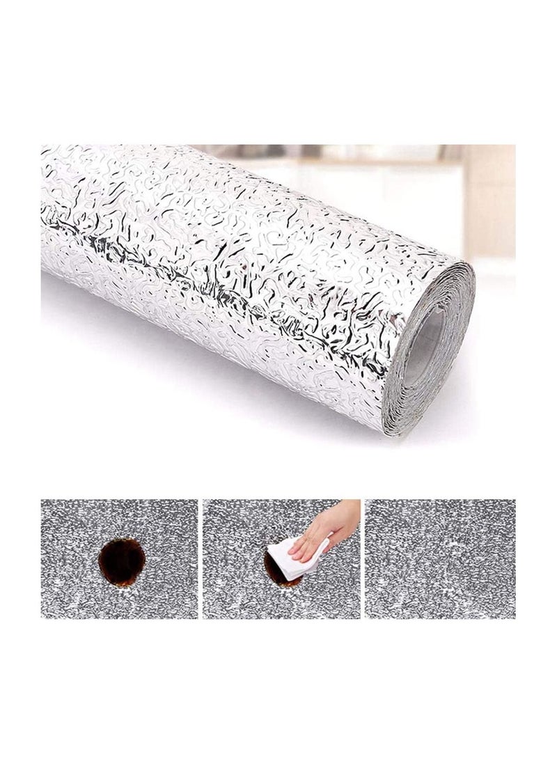 ماركة غير محددة - رول غطاء البوتاجاز فضي ذاتي اللصق مقاوم للحرارة مقاس 5 متر × 60 سم - Image 1
