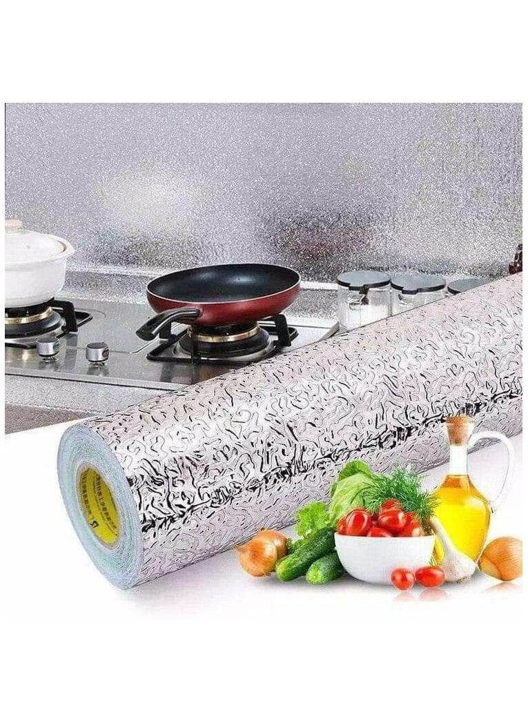 ماركة غير محددة - رول غطاء البوتاجاز فضي ذاتي اللصق مقاوم للحرارة مقاس 5 متر × 60 سم - Image 1