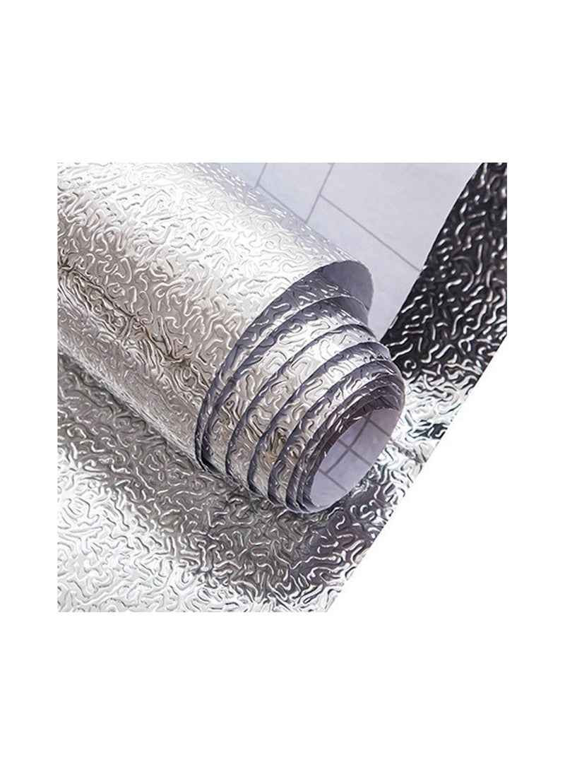 ماركة غير محددة - رول غطاء البوتاجاز فضي ذاتي اللصق مقاوم للحرارة مقاس 5 متر × 60 سم - Image 1